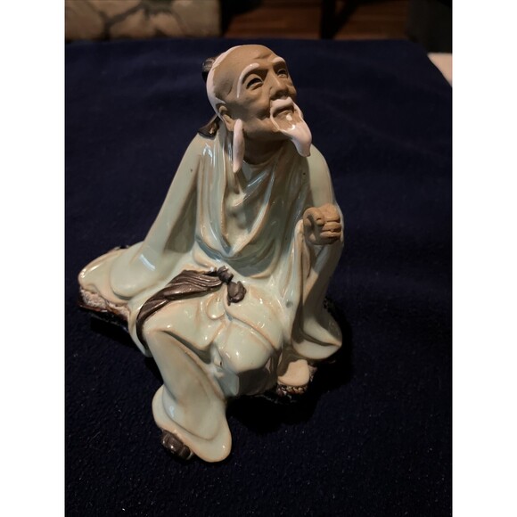 Shiwan Chinese OLD WISE MUDMAN Teacher Ceramic Art Pottery FIGURINE,6 3/4” Tall - Picture 1 of 1